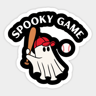 Spooky game, ghost playing baseball. Halloween Sticker